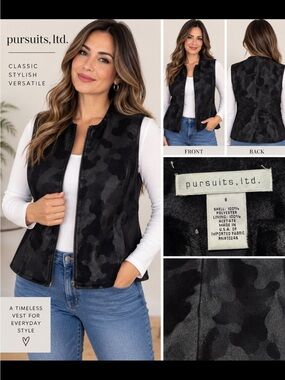 Pursuits, Ltd. Black Camouflage Zip-Front Vest # 332